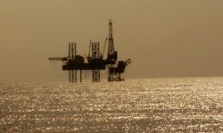 Oil Rig In Distance